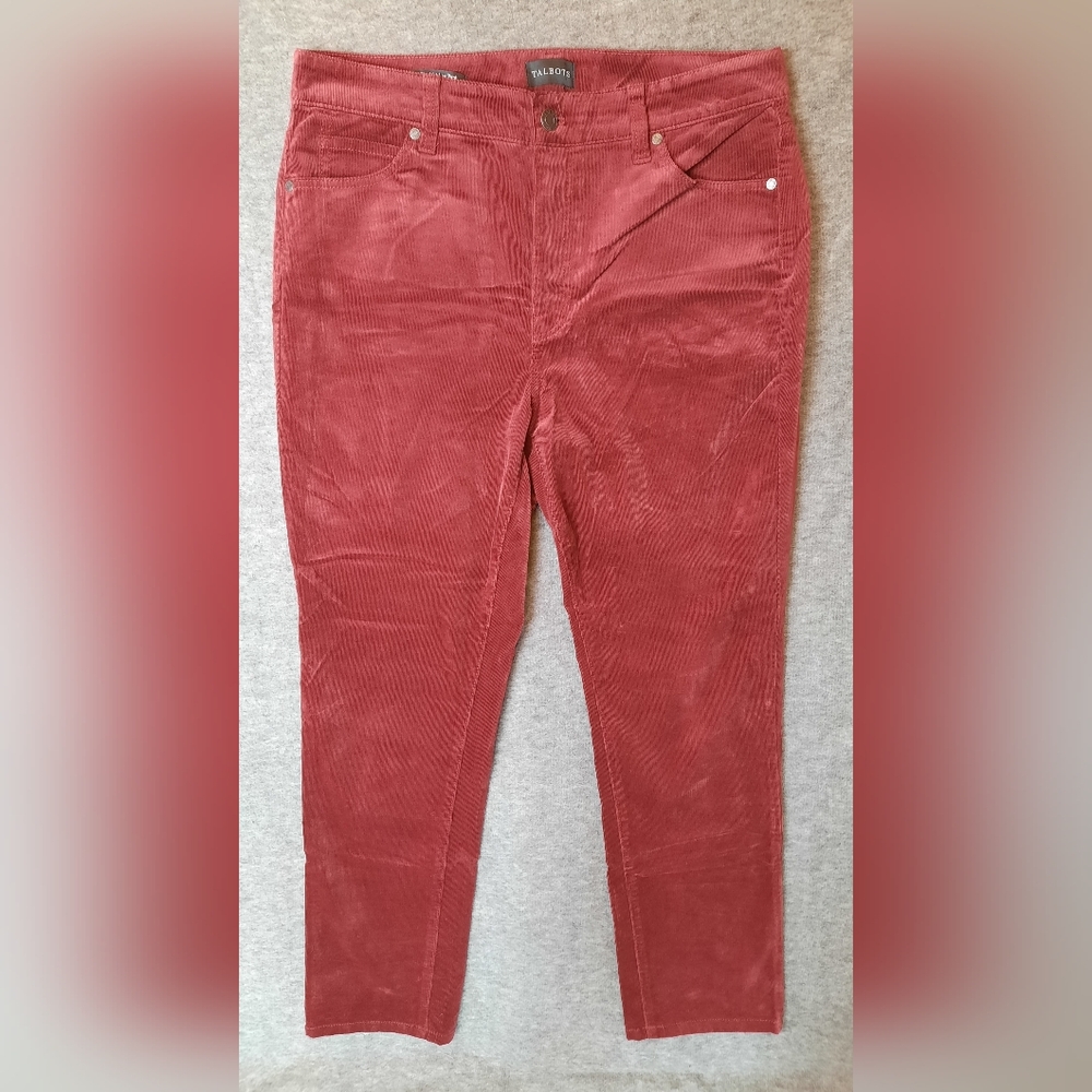 Talbots Pants Womans 10P Red Burgundy Corduroy Straight Leg Classic Workwear - Picture 4 of 13